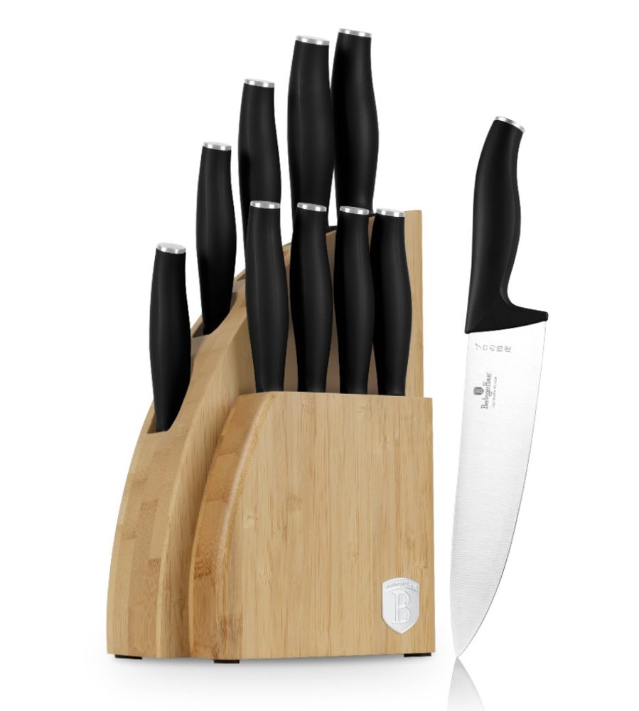 BERLINGERHAUS Bambusz állványos késkészlet 10 db Matte Black Collection BH-2979 - BERLINGERHAUS