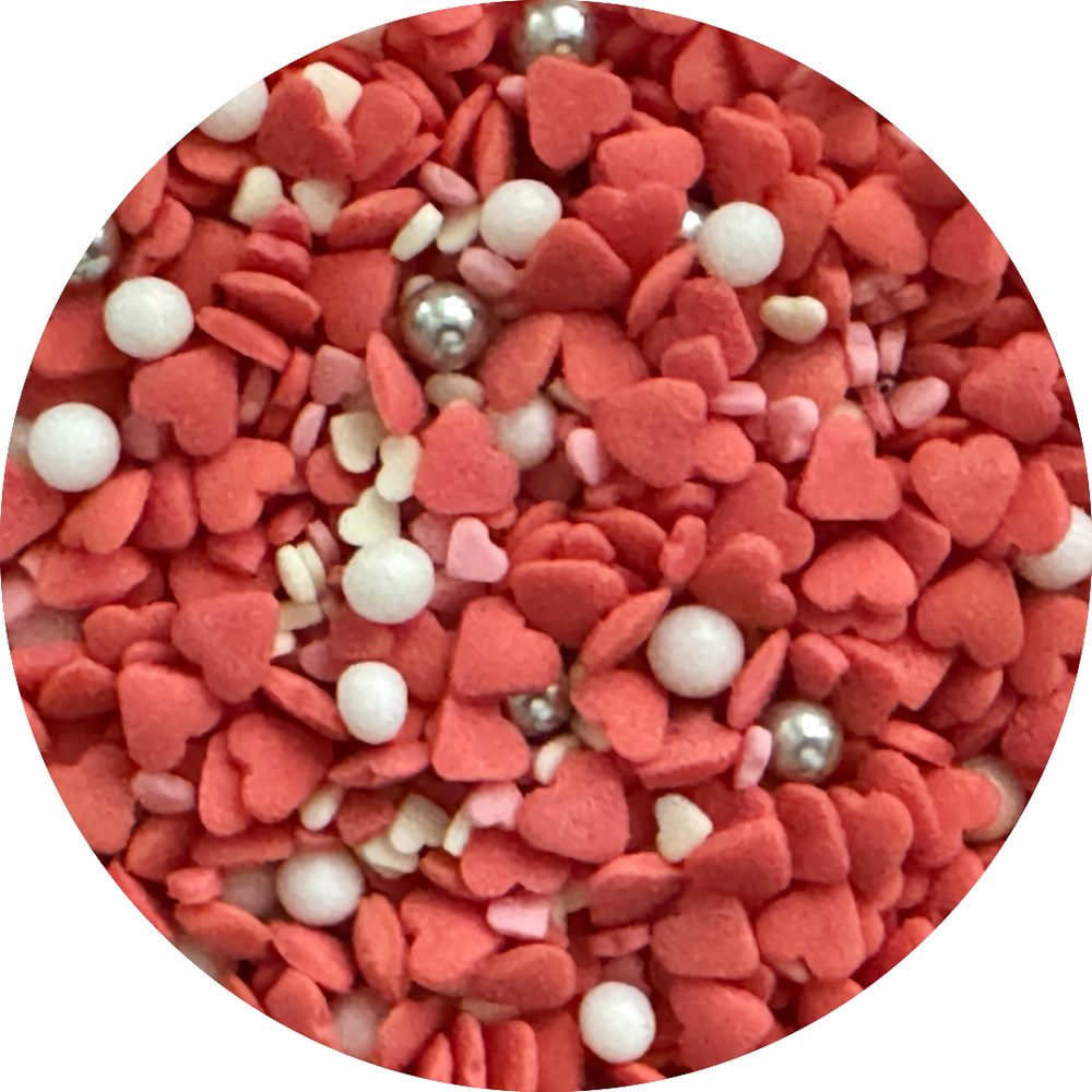 Cukrozott díszítés mix piros-fehér 50 g -