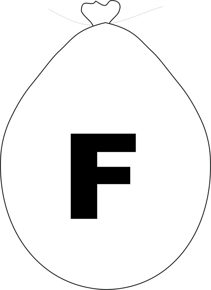 F betűs fehér léggömb -
