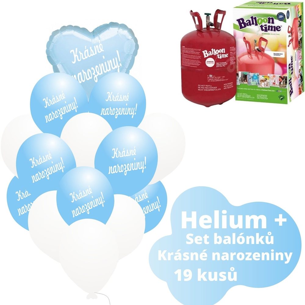 Hélium készlet - világoskék léggömbök SZÉP SZÜLETÉSNAP - -