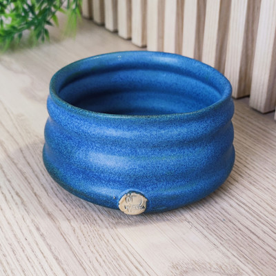 Matcha Tsuki Chawan kerámia tál kék