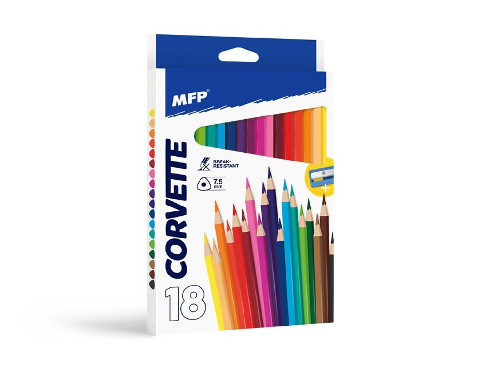 18 darabos háromszög alakú színes ceruza hegyezővel 6330511 - MFP Paper