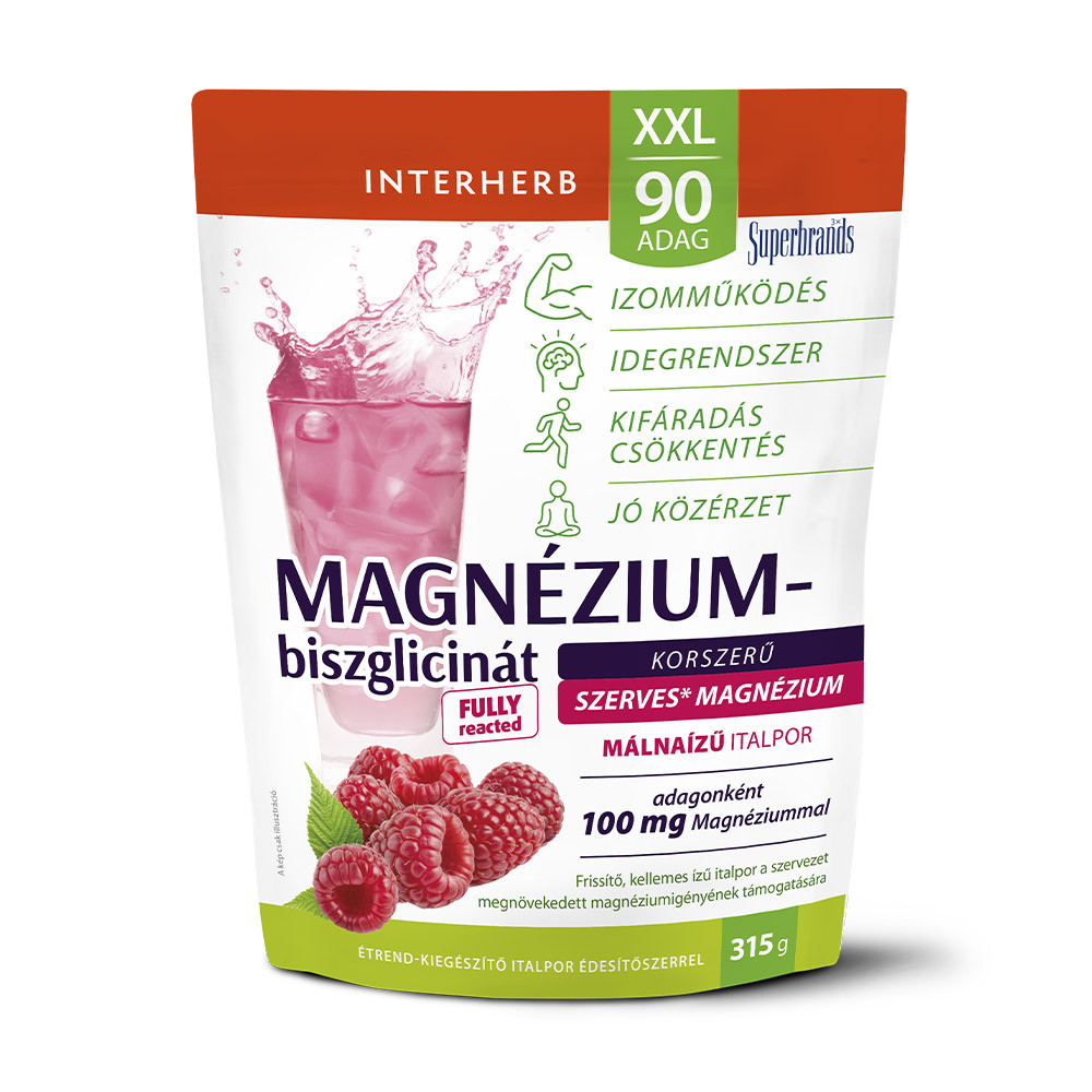 Interherb Xxl Szerves Magnézium-Biszglicinát Málnaízű Italpor 90 Adag 315G