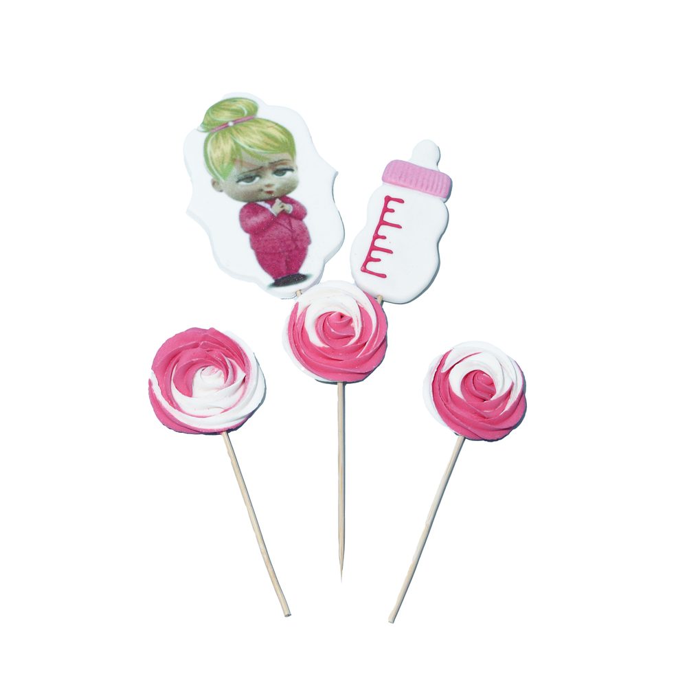 Ehető cukordísz tortára Baby Boss – rózsaszín - K-Decor