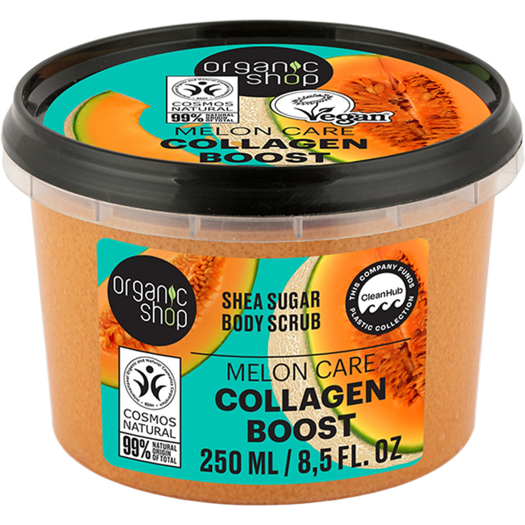 Organic Shop “Collagen Boost” shea cukros testradír sárgadinnyével
