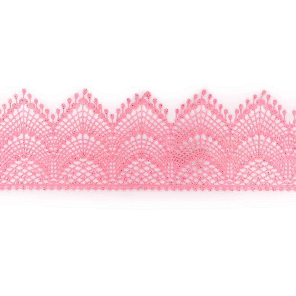 Rózsaszín cukorcsipke - 8 cm széles - K-Decor