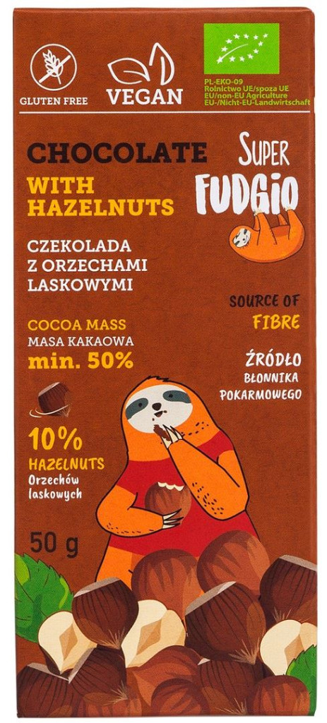 Super fudgio bio csokoládé mogyoróval 50 g